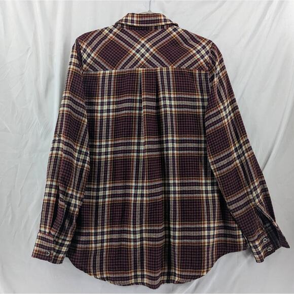 Doe & Rae Button Up Shirt L Red Yellow Plaid Flannel Long Sleeve Collared 12340T - Picture 3 of 12